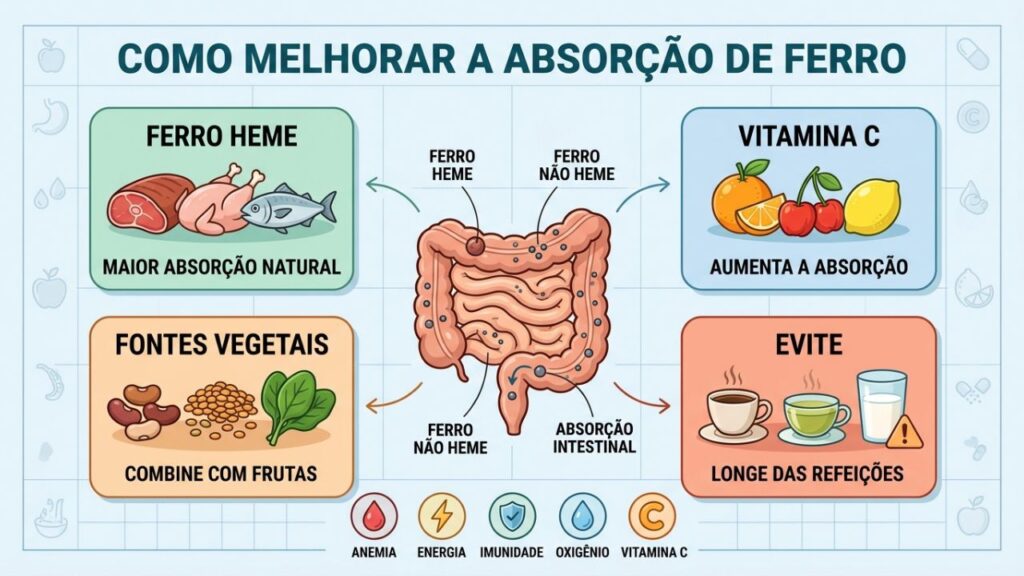 Quatro estratégias para absorver mais ferro e manter bons níveis no organismo.