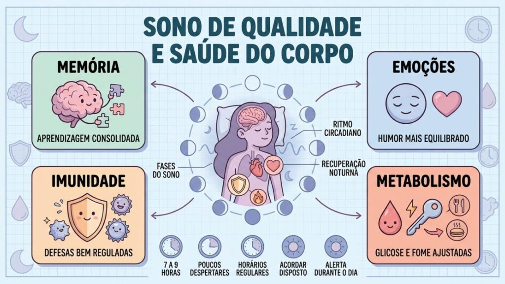 Quatro funções do sono mostram impacto em mente, imunidade e metabolismo.