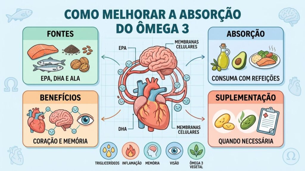 Fontes, absorção e suplementação adequada ajudam a aproveitar os benefícios do ômega 3.