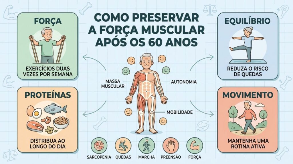 Quatro pilares ajudam a combater a sarcopenia e manter a autonomia.