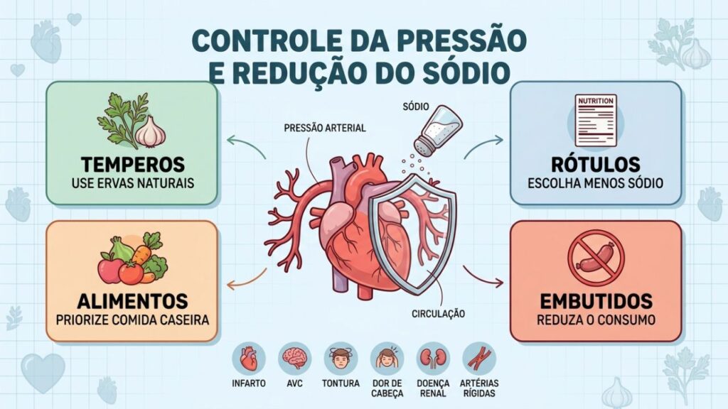 Quatro hábitos alimentares ajudam a reduzir o sódio e proteger o coração.