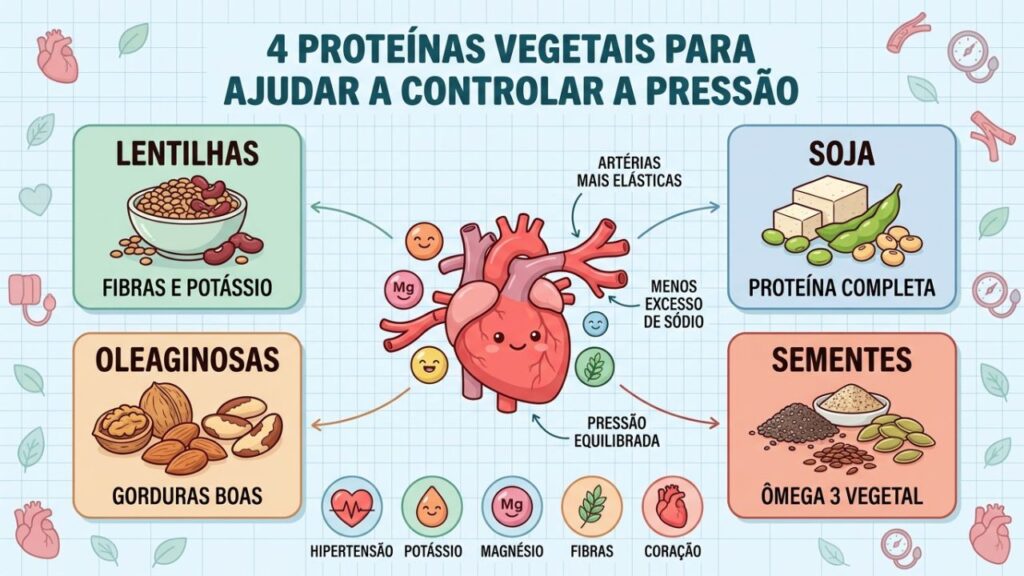 Lentilhas, soja, oleaginosas e sementes oferecem nutrientes importantes para a pressão.