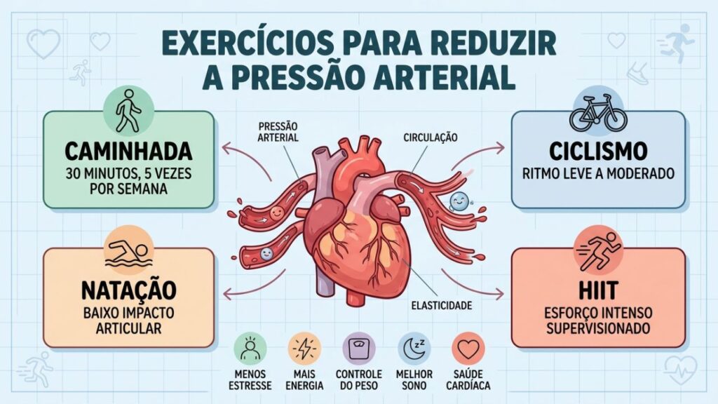 Quatro exercícios eficazes para complementar o controle natural da hipertensão.