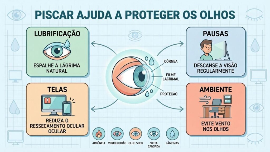 Lágrima, pausas visuais e menos telas ajudam a prevenir olho seco.
