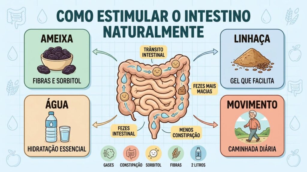 Quatro pilares ajudam a combater a prisão de ventre e regular o intestino.
