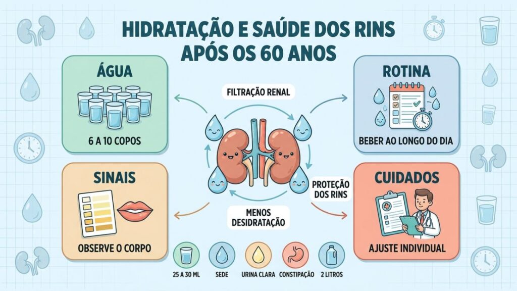 Quatro hábitos ajudam a manter a hidratação e preservar a função renal.