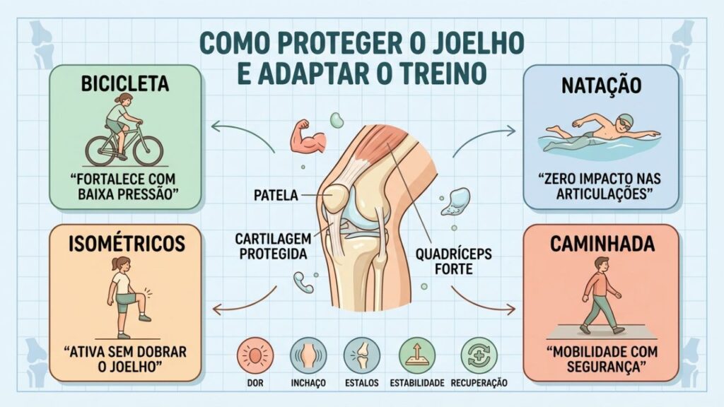 Quatro estratégias para reduzir a dor no joelho e fortalecer a articulação.