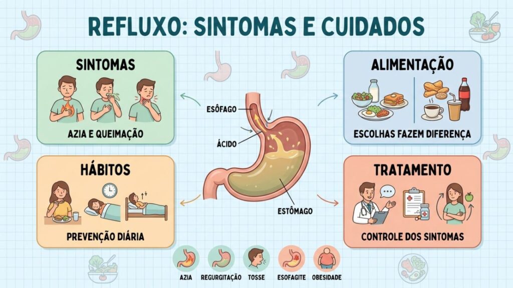 Sintomas, alimentação, hábitos e tratamento para controlar o refluxo gastroesofágico.
