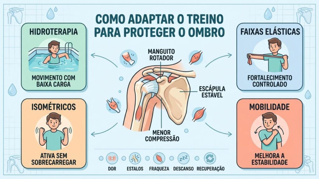 Quatro estratégias para proteger o ombro e recuperar a mobilidade com segurança.