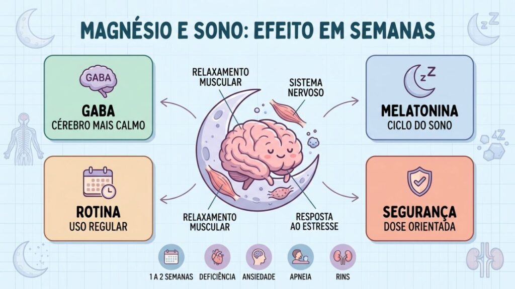 Pilares mostram como magnésio, rotina e segurança influenciam o sono.