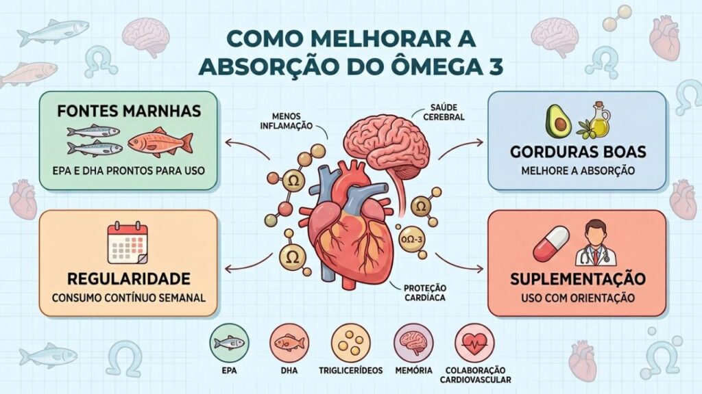 Quatro pilares ajudam a potencializar a absorção e os benefícios do ômega 3.