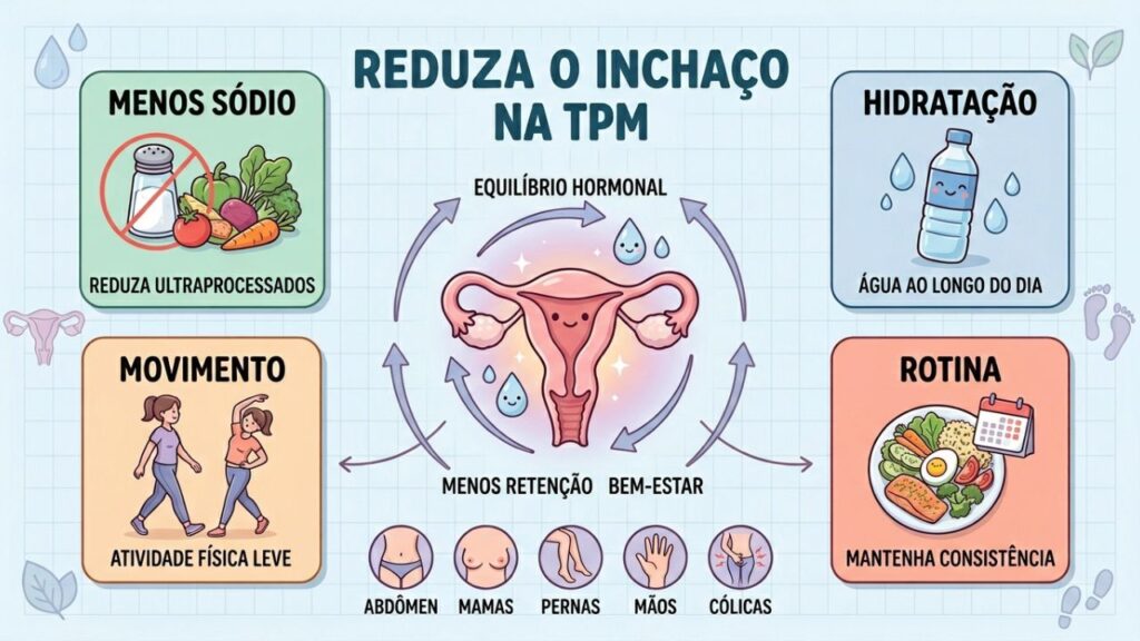 Quatro pilares ajudam a aliviar a retenção de líquidos durante a TPM.