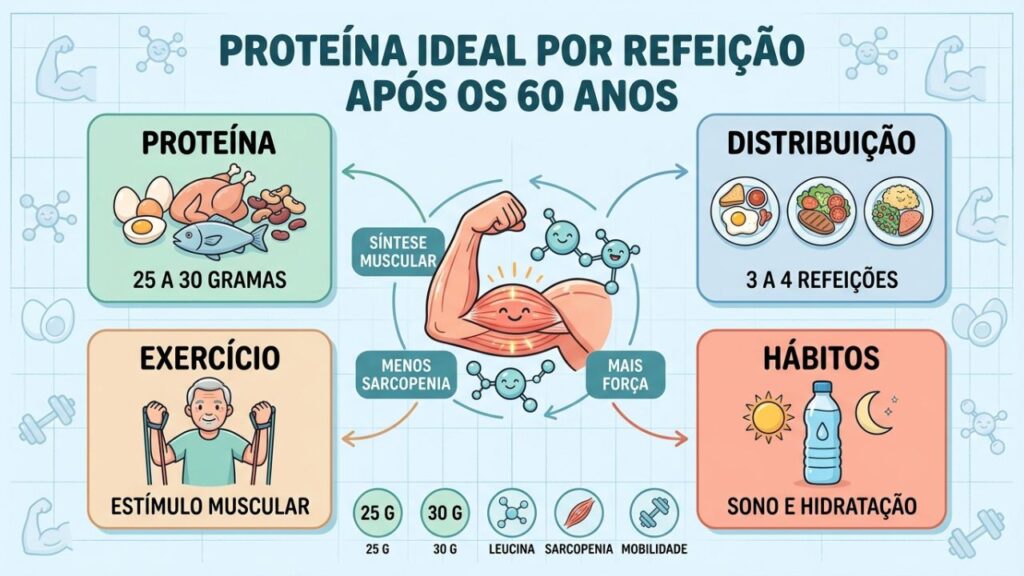 Proteína, exercícios e bons hábitos ajudam a prevenir a sarcopenia.