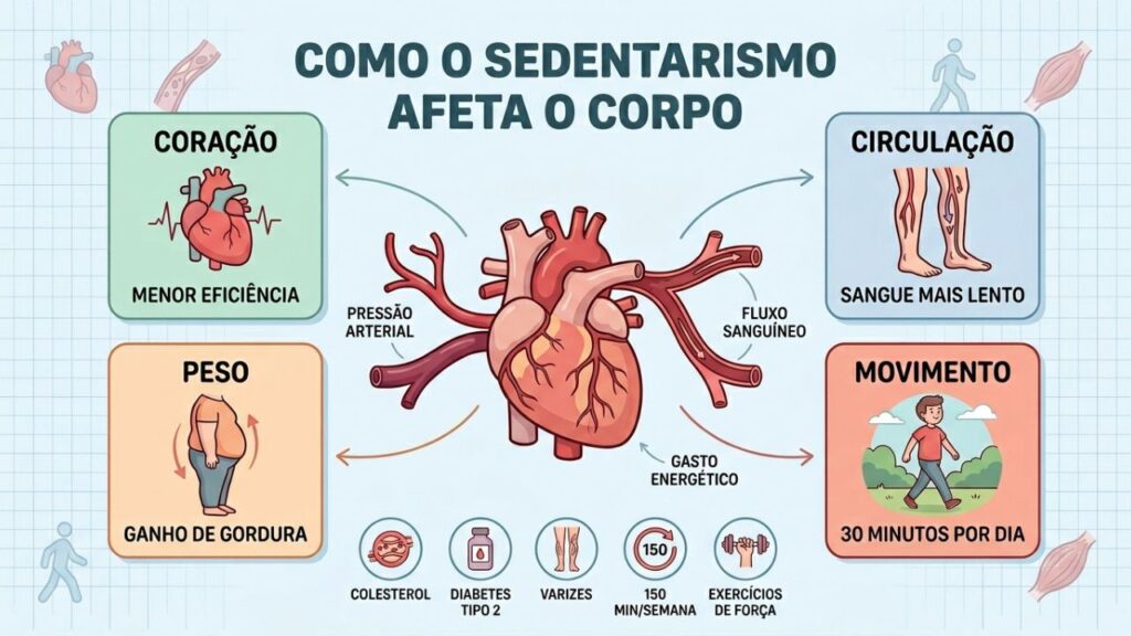 Movimento diário protege o coração, melhora a circulação e reduz os efeitos do sedentarismo.
