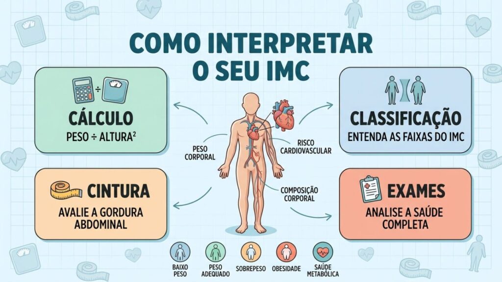 Quatro pilares ajudam a interpretar o IMC de forma mais completa.