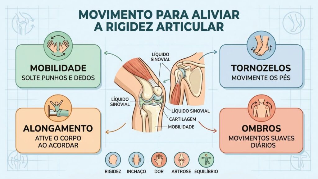 Quatro movimentos simples favorecem a mobilidade e aliviam o travamento matinal.