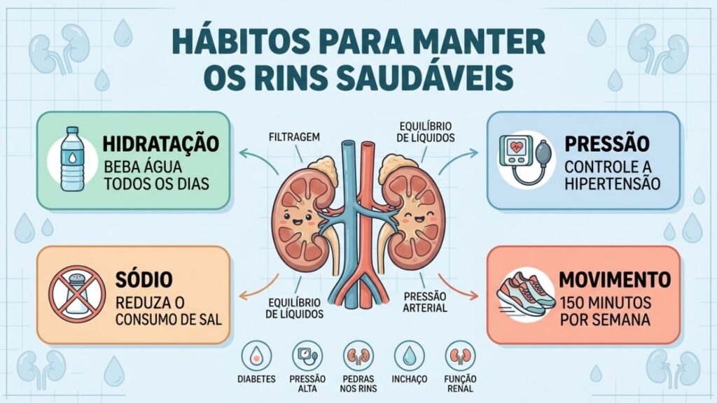 Quatro pilares essenciais contribuem para proteger a função renal ao longo da vida.