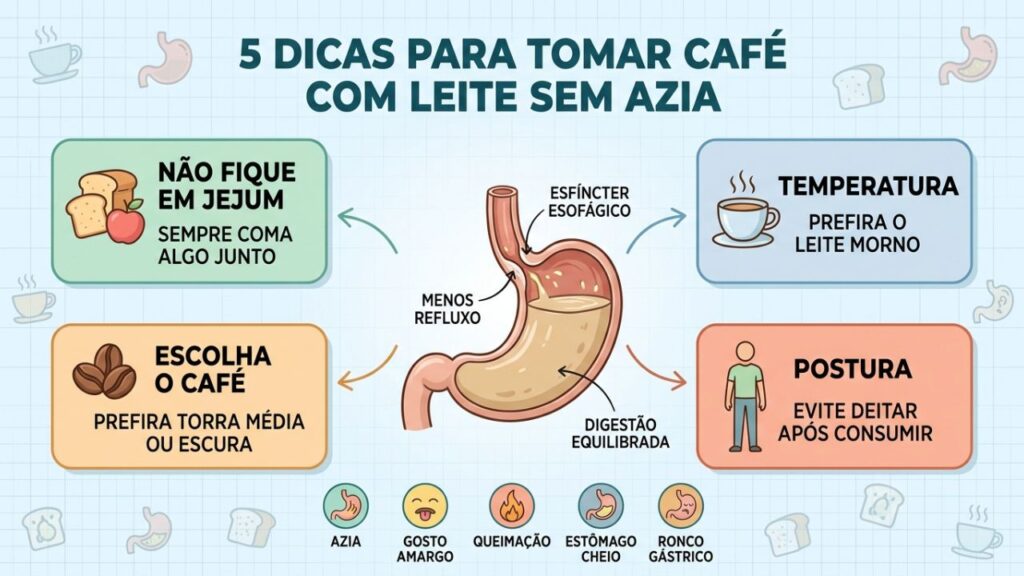 Quatro pilares ajudam a reduzir a azia e proteger o esôfago pela manhã.
