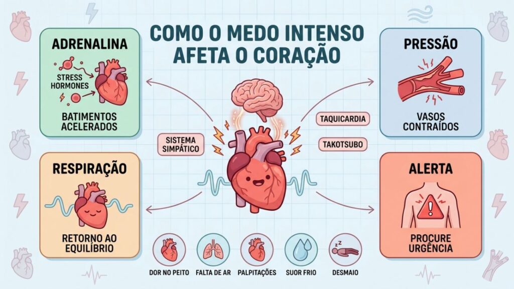 Adrenalina, pressão, respiração e alerta explicam a resposta cardíaca ao medo.