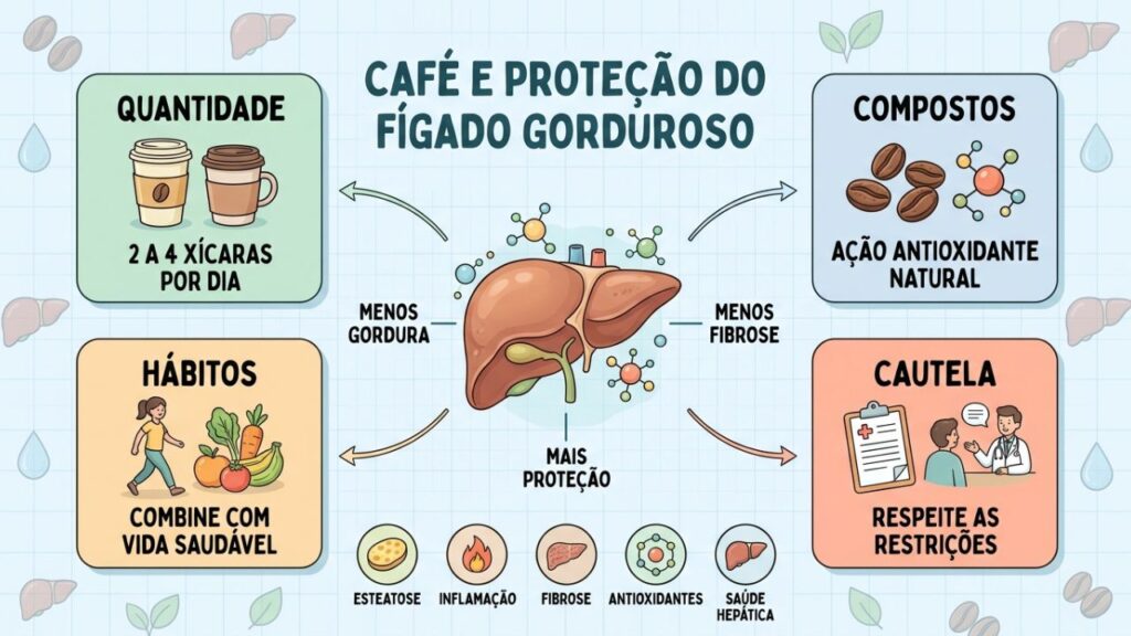 Quatro pilares ajudam a potencializar os benefícios do café para o fígado.