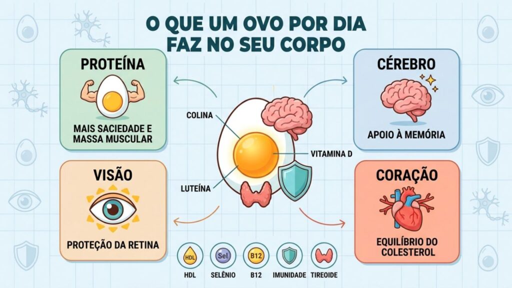 Proteína, cérebro, visão e coração estão entre os principais benefícios do ovo.
