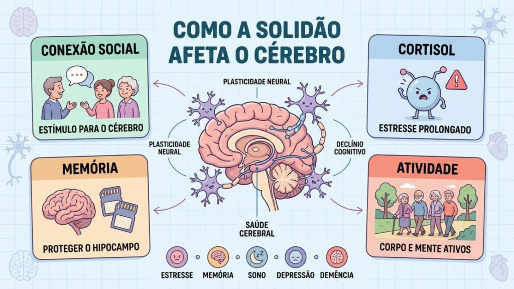 Quatro pilares ajudam a reduzir os impactos da solidão na saúde cerebral.