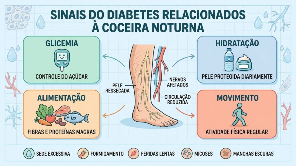 Quatro pilares ajudam a controlar a glicemia e reduzir a coceira persistente.