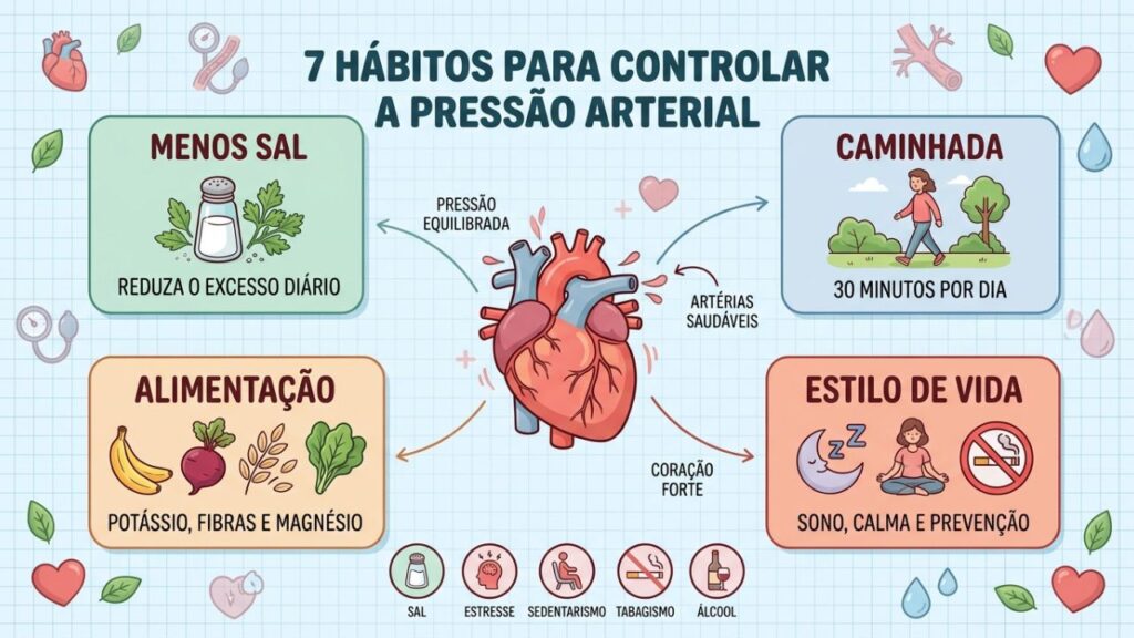 Quatro pilares ajudam a manter a pressão arterial sob controle.