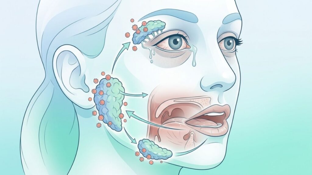 A síndrome de Sjögren é uma doença autoimune crônica em que o sistema de defesa do corpo ataca as próprias glândulas que produzem lágrimas e saliva.