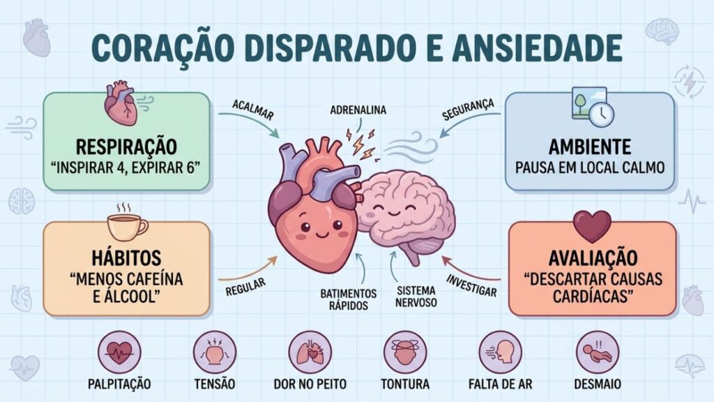 Respiração, ambiente, hábitos e avaliação ajudam a lidar com palpitações.