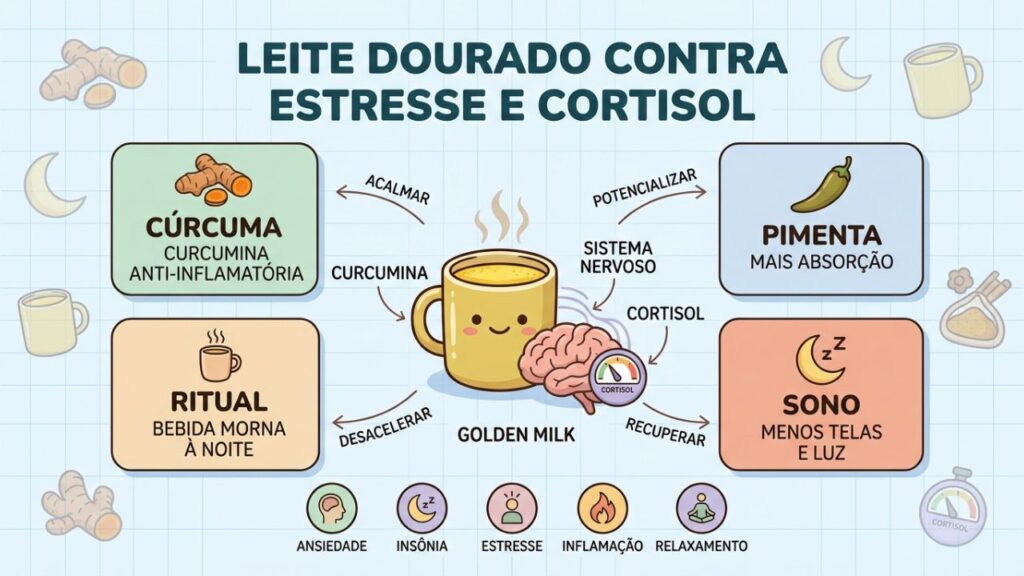 Cúrcuma, pimenta, ritual e sono ajudam a modular cortisol e ansiedade.