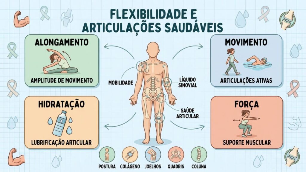 Alongamento, movimento, hidratação e força protegem músculos e articulações.