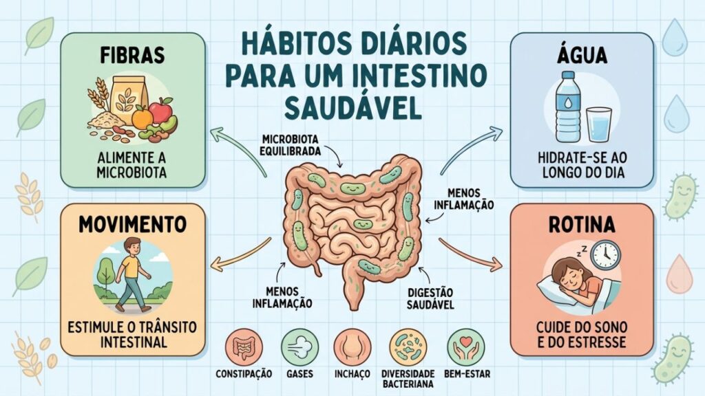 Quatro hábitos simples ajudam a fortalecer a microbiota e melhorar a digestão.