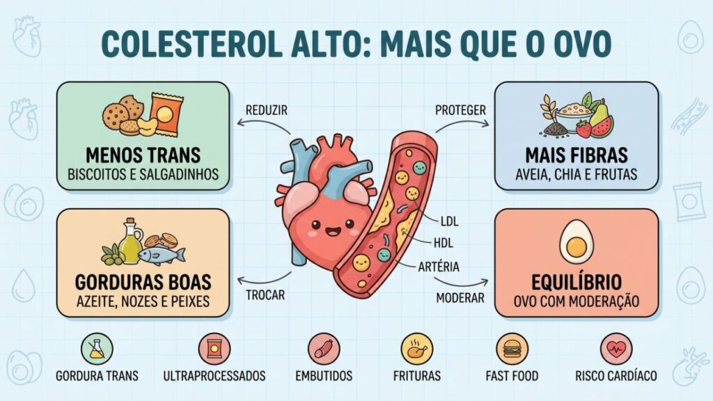 Menos trans, mais fibras e gorduras boas protegem o colesterol.