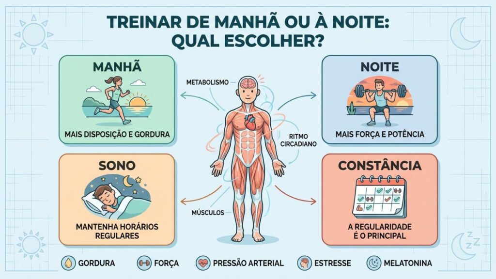 Manhã favorece disposição; noite melhora força, potência e circulação.