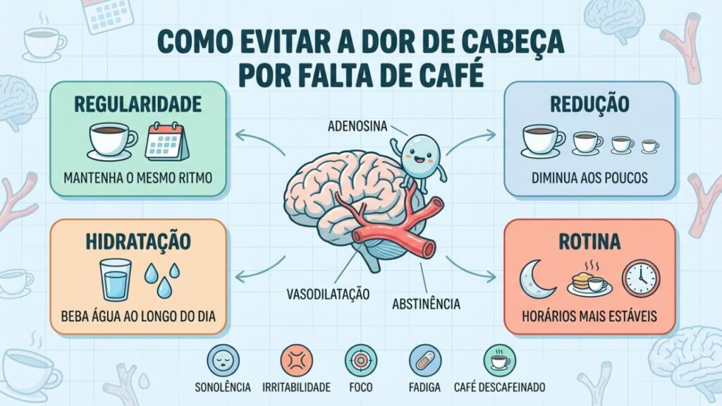 Manter a cafeína estável ajuda a evitar cefaleia, fadiga e irritabilidade.