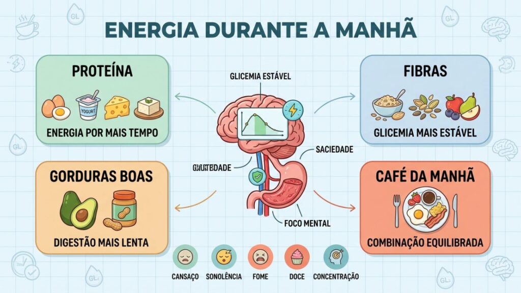 Quatro pilares ajudam a manter a energia estável até o almoço.