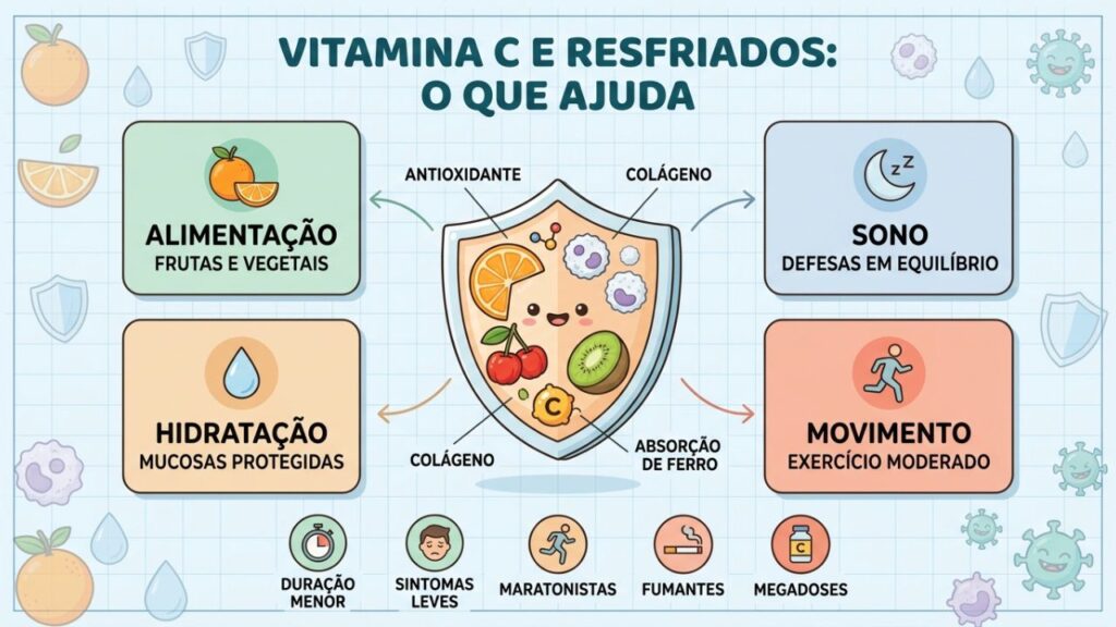 Imunidade equilibrada depende de alimentação, sono, hidratação e movimento.