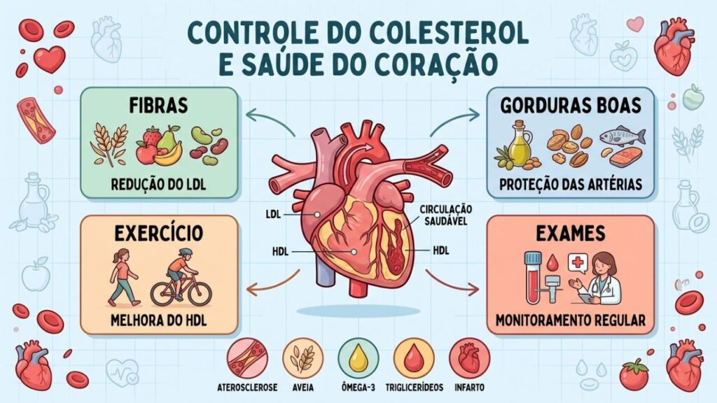 Fibras, gorduras boas, exercício e exames favorecem artérias saudáveis.