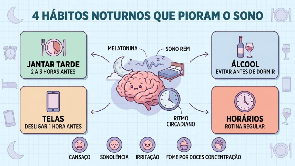 Jantar, álcool, telas e horários irregulares afetam o sono reparador.