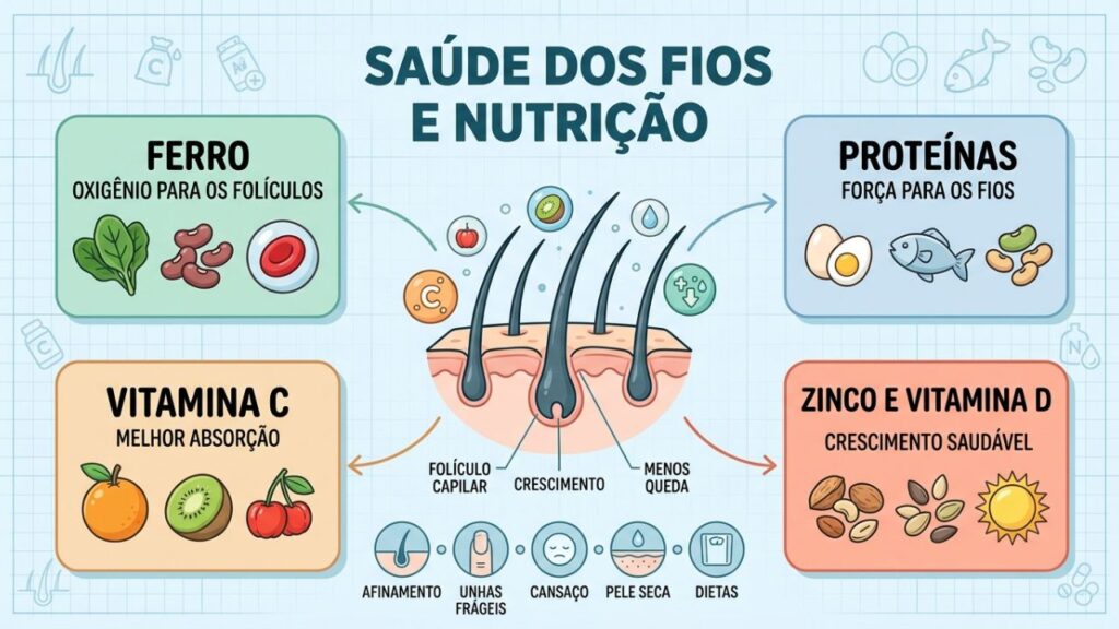Quatro pilares ajudam a fortalecer os fios e reduzir a queda capilar.