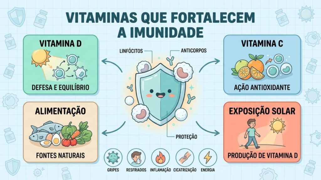 Exposição solar e alimentação equilibrada sustentam uma boa imunidade.