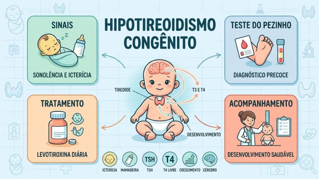 Teste do pezinho, tratamento precoce e acompanhamento garantem desenvolvimento saudável do bebê.
