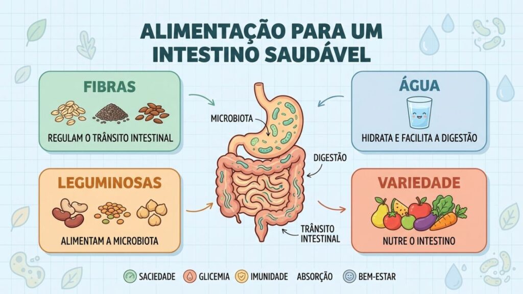 Quatro pilares sustentam a digestão saudável e fortalecem a microbiota intestinal.