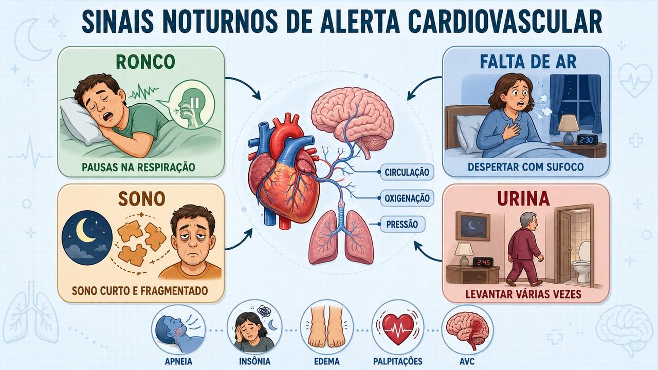 Ronco, sufoco, sono fragmentado e noctúria formam quatro alertas noturnos importantes.