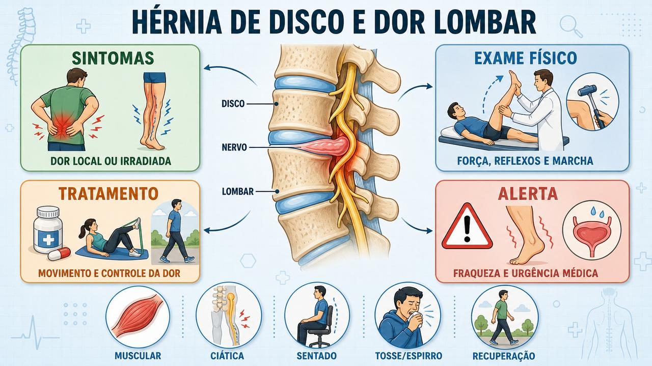 Sintomas, exame, tratamento e alertas ajudam a diferenciar hérnia e dor muscular.