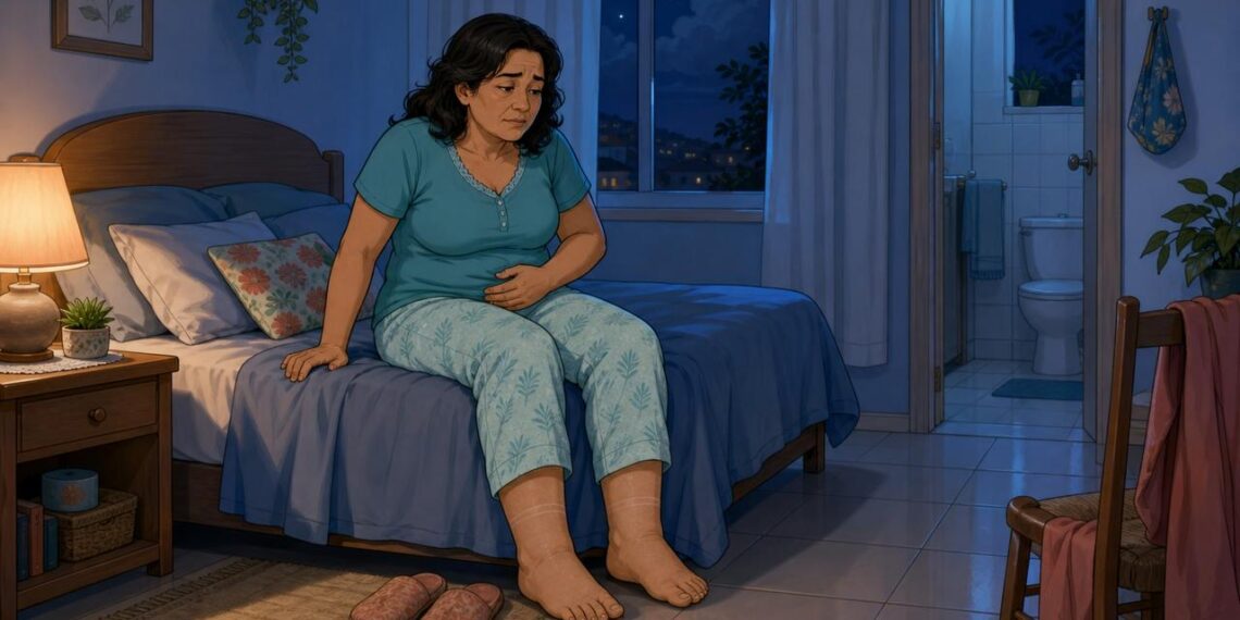 Levantar várias vezes para urinar à noite nem sempre é beber muita água: às vezes é sinal de retenção de líquidos e inchaço acumulado durante o dia