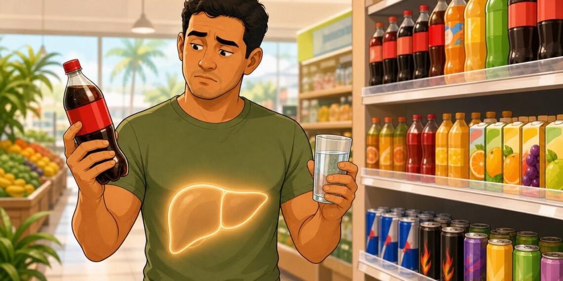 O acúmulo de gordura no fígado nem sempre se deve ao álcool — mas sim ao excesso de frutose e açúcar de bebidas industrializadas