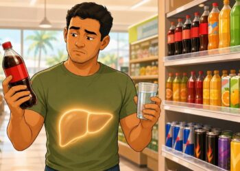 O acúmulo de gordura no fígado nem sempre se deve ao álcool — mas sim ao excesso de frutose e açúcar de bebidas industrializadas