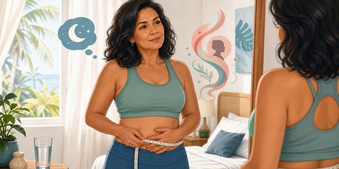 O ganho de peso na região abdominal após a menopausa nem sempre é só idade: pode estar ligado à queda de estrogênio e ao cortisol